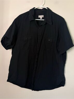UTILITY Men’s XXL 2XL Y2K Black Button Down Top Eagle Grunge W7